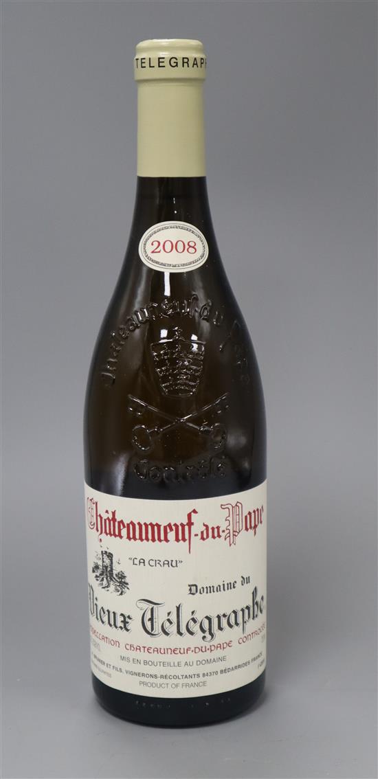 Three bottles of Chateauneuf du Pape, 2008, Domaine du Vieux Telegraphe, Pape La Crau, blanc